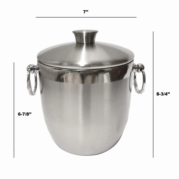 Prep & Savour Ice Bucket Double Wall Insulated With Lid And Strainer